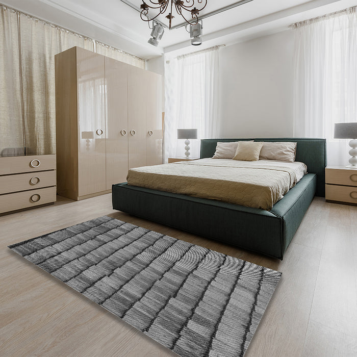 Patterned Gunmetal Gray Rug in a Bedroom, pat235gry