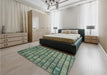 Patterned Green Rug in a Bedroom, pat235lblu