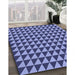Patterned Denim Blue Rug in Family Room, pat2351blu