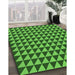 Patterned Deep Emerald Green Rug in Family Room, pat2351grn