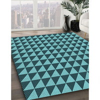 Patterned Bright Turquoise Blue Rug, pat2351lblu
