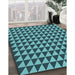 Patterned Bright Turquoise Blue Rug in Family Room, pat2351lblu