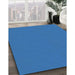 Patterned Blue Rug in Family Room, pat2352lblu