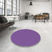 Round Machine Washable Transitional Bright Purple Rug in a Office, wshpat2352
