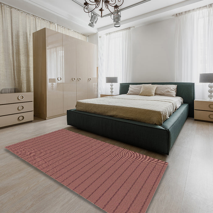 Patterned Orange Rug in a Bedroom, pat2353brn