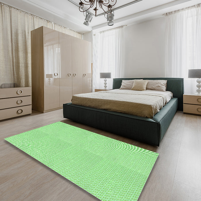 Patterned Green Rug in a Bedroom, pat2354grn