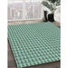 Patterned Hazel Green Rug in Family Room, pat2355lblu
