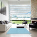 Square Patterned Iceberg Blue Rug in a Living Room, pat2356lblu