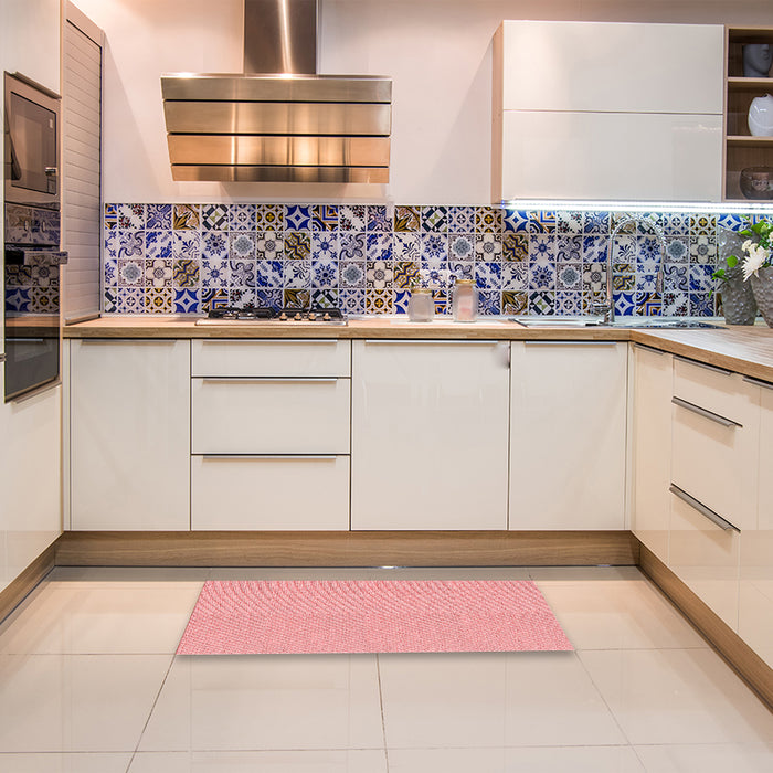 Patterned Pastel Pink Rug in a Kitchen, pat2356rd