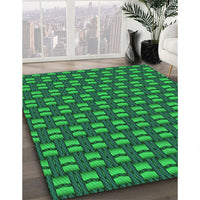 Patterned Deep Teal Green Rug, pat2357grn