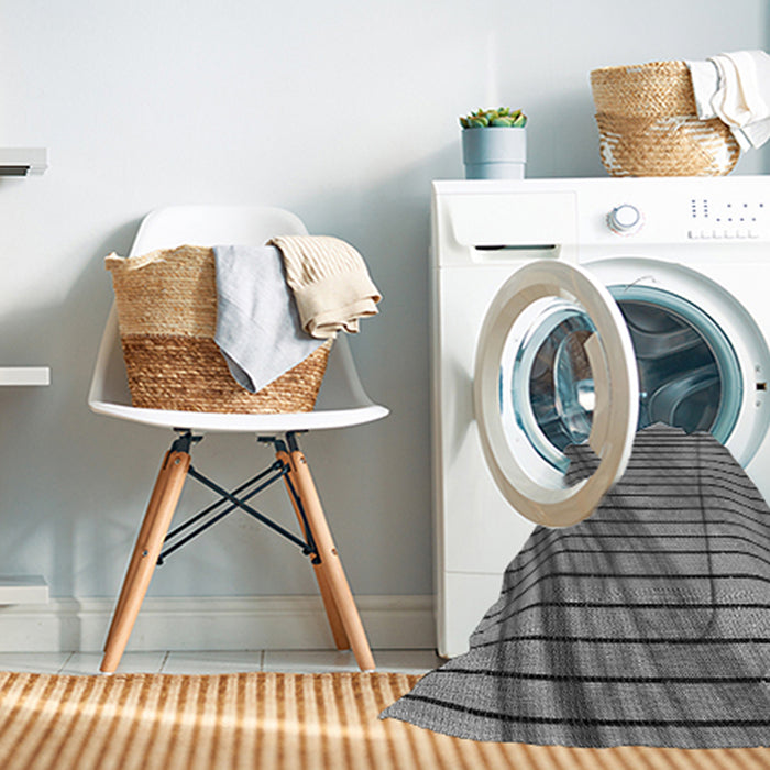 Machine Washable Transitional Dark Gray Rug in a Washing Machine, wshpat2358gry