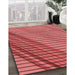 Patterned Red Rug in Family Room, pat2358rd