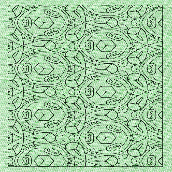 Round Machine Washable Transitional Mint Green Rug, wshpat2359grn