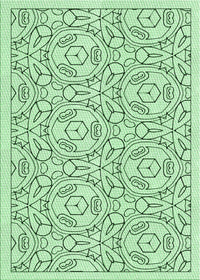 Machine Washable Transitional Mint Green Rug, wshpat2359grn
