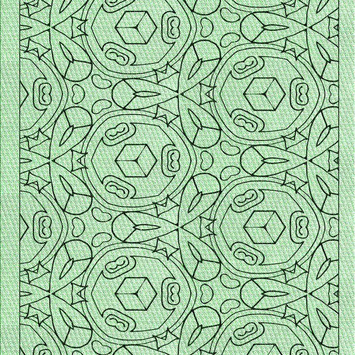 Machine Washable Transitional Mint Green Rug, wshpat2359grn