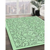Patterned Mint Green Rug, pat2359grn