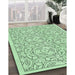 Patterned Mint Green Rug in Family Room, pat2359grn