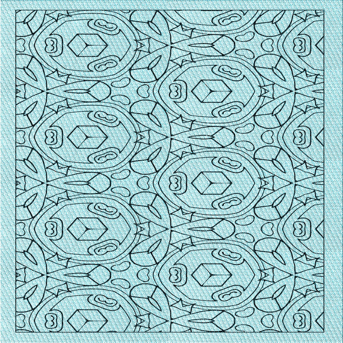 Round Patterned Electric Blue Rug, pat2359lblu