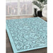 Machine Washable Transitional Electric Blue Rug in a Family Room, wshpat2359lblu