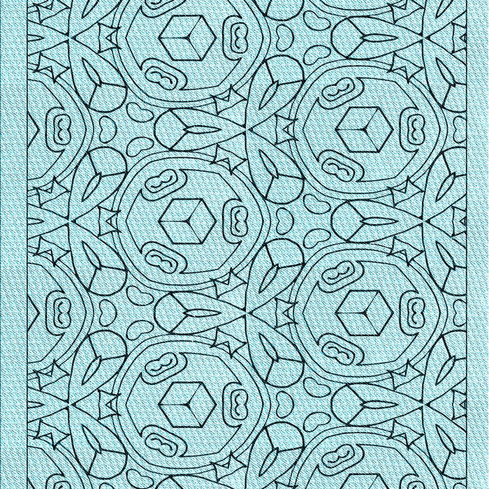 Machine Washable Transitional Electric Blue Rug, wshpat2359lblu