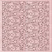 Round Machine Washable Transitional Pink Rug, wshpat2359rd