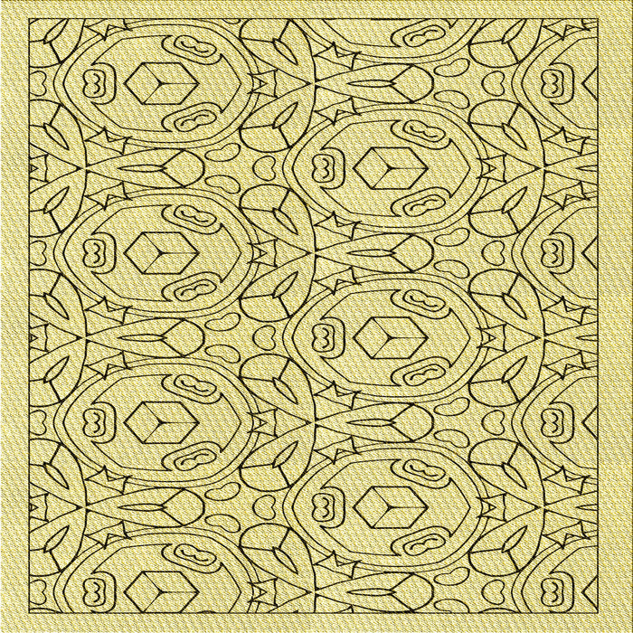 Round Patterned Sun Yellow Rug, pat2359yw