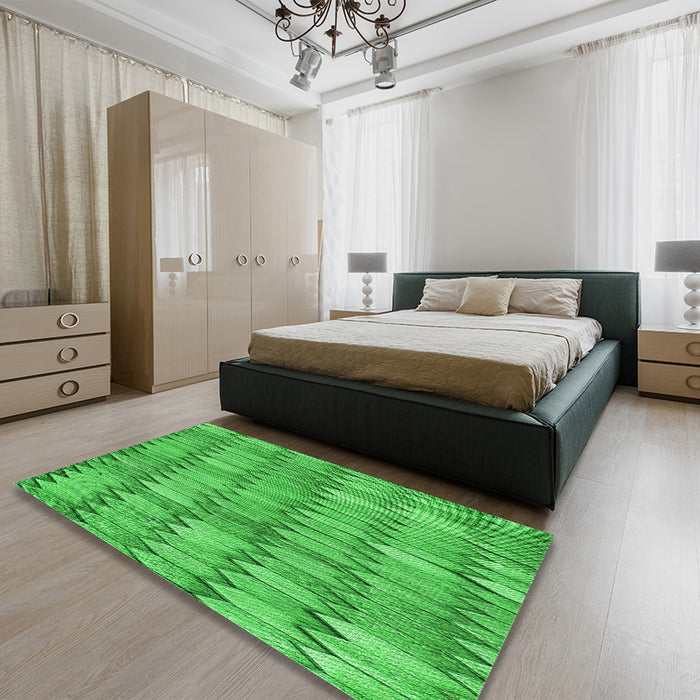 Patterned Neon Green Rug in a Bedroom, pat236grn