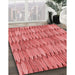 Patterned Ruby Red Rug in Family Room, pat236rd