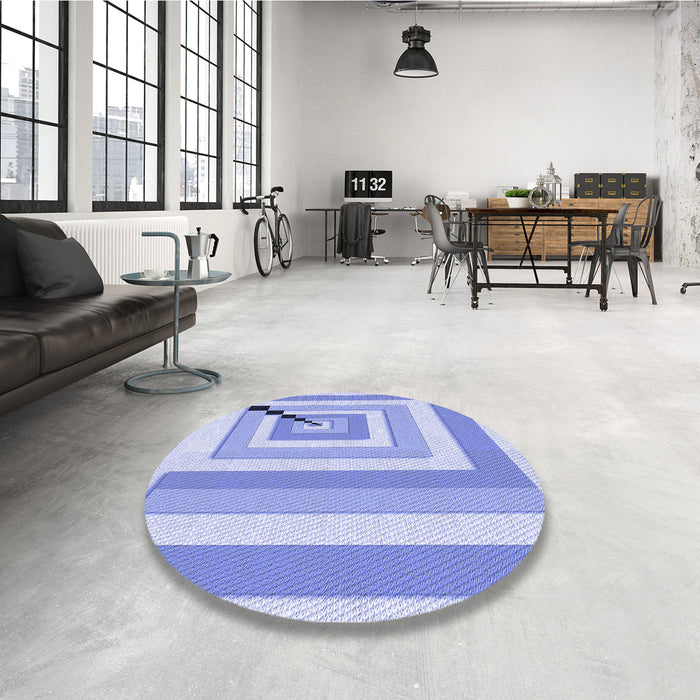 Round Patterned Light Slate Blue Rug in a Office, pat2360blu