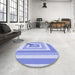 Round Patterned Light Slate Blue Rug in a Office, pat2360blu