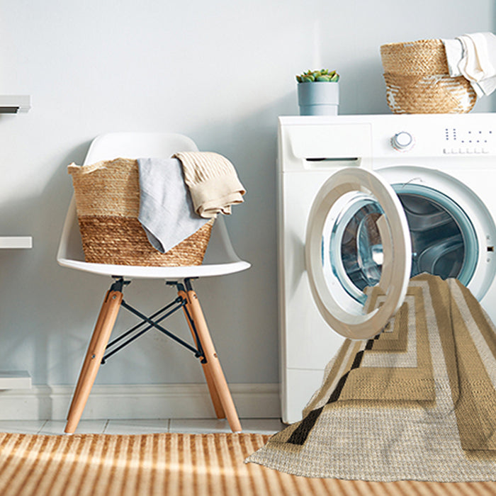 Machine Washable Transitional Cinnamon Brown Rug in a Washing Machine, wshpat2360brn