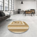 Round Patterned Cinnamon Brown Rug in a Office, pat2360brn