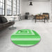 Round Patterned Green Rug in a Office, pat2360grn