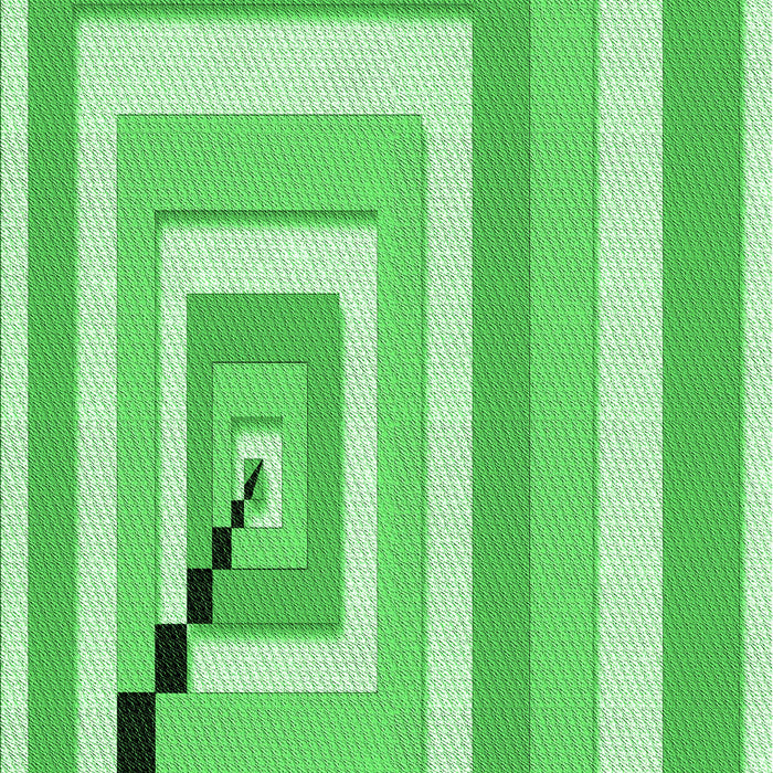 Machine Washable Transitional Green Rug, wshpat2360grn