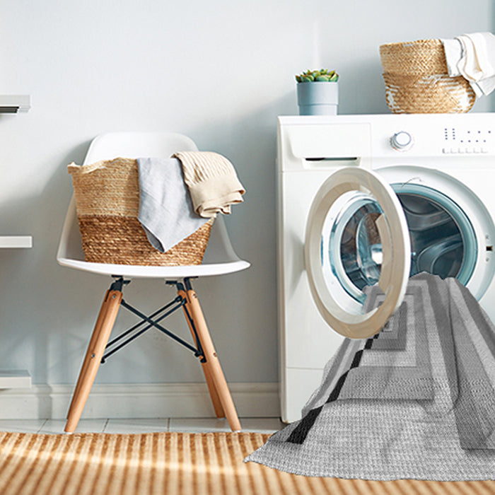 Machine Washable Transitional Gunmetal Gray Rug in a Washing Machine, wshpat2360gry