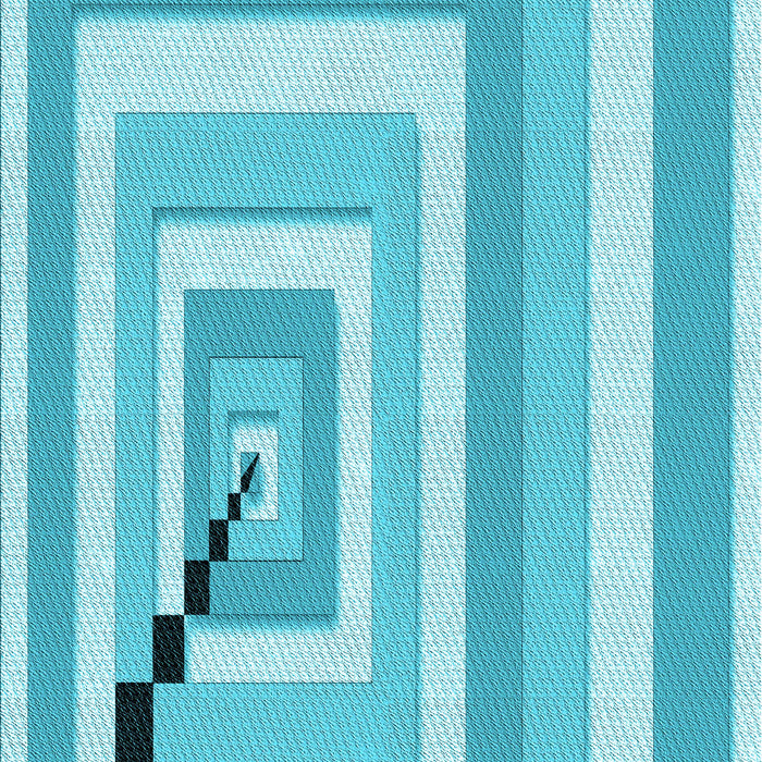 Patterned Dark Turquoise Green Rug, pat2360lblu