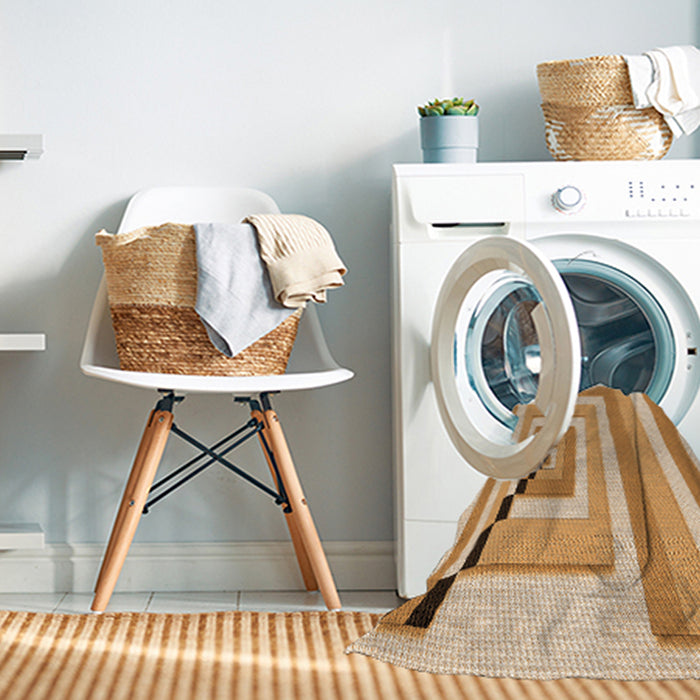 Machine Washable Transitional Neon Orange Rug in a Washing Machine, wshpat2360org