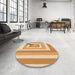 Round Patterned Neon Orange Rug in a Office, pat2360org