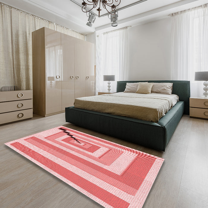 Patterned Baby Pink Rug in a Bedroom, pat2360rd
