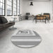 Round Patterned Platinum Gray Novelty Rug in a Office, pat2360