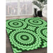 Patterned Green Rug in Family Room, pat2361grn