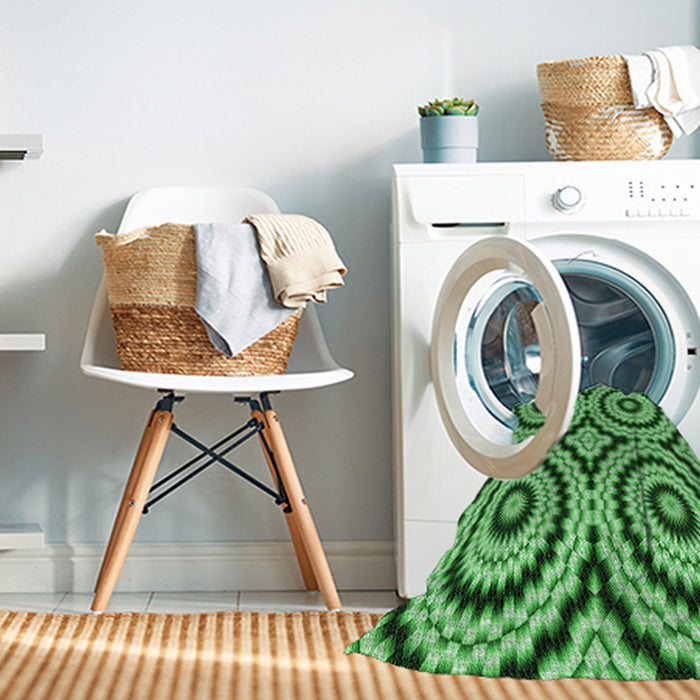 Machine Washable Transitional Green Rug in a Washing Machine, wshpat2361grn