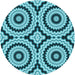 Square Patterned Teal Green Rug, pat2361lblu