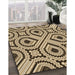 Patterned Yellow Rug in Family Room, pat2362brn