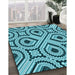 Patterned Teal Green Rug in Family Room, pat2362lblu