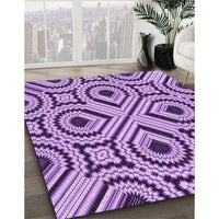 Patterned Pastel Purple Pink Rug, pat2362pur