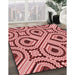 Patterned Pastel Pink Rug in Family Room, pat2362rd