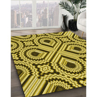 Patterned Bright Gold Yellow Rug, pat2362yw