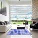 Square Patterned Jeans Blue Rug in a Living Room, pat2363blu