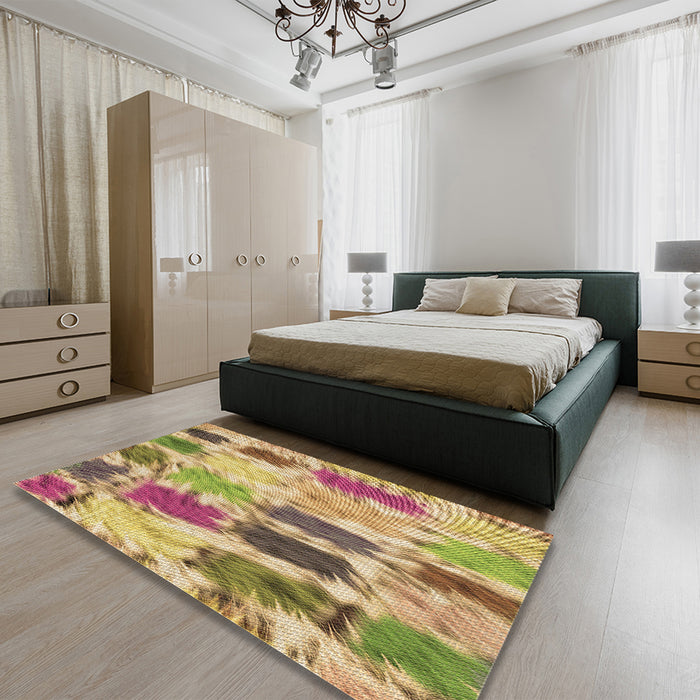 Patterned Light Brown Rug in a Bedroom, pat2363brn